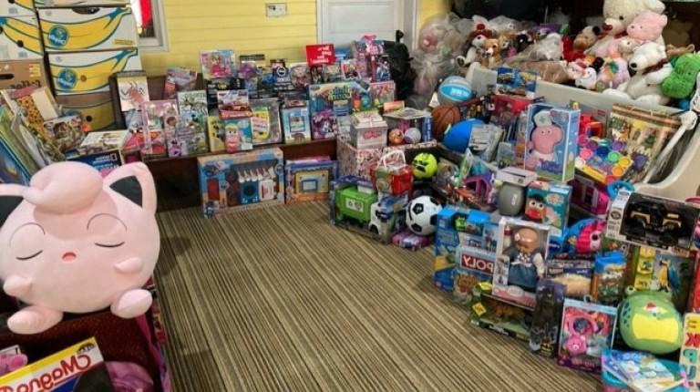 A room full of toys and gifts at Seeds of Hope
